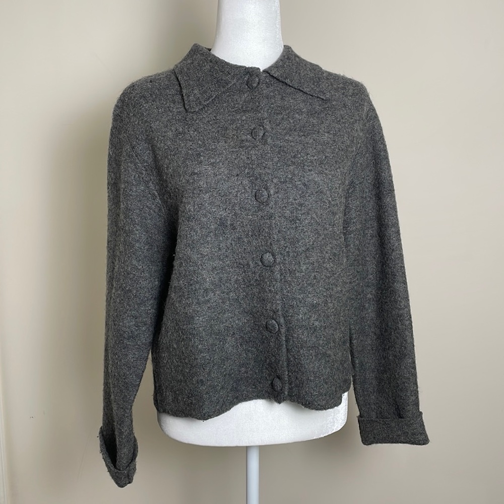 Vintage “Henri Bendel”Boiled Wool Cardigan w/cover buttons